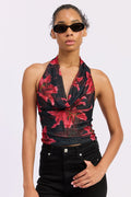 Sheer Stretch Mesh Halter - Polkadots & Moonbeams LAPolkadots & Moonbeamsblack floralSSheer Stretch Mesh Halter