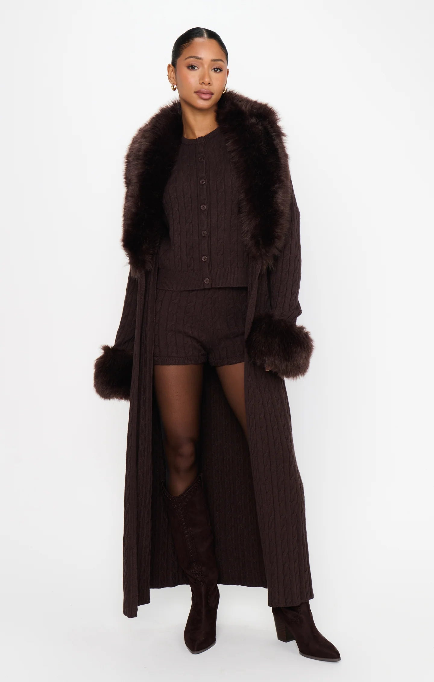 Stormi Cardigan Snow Cable Knit