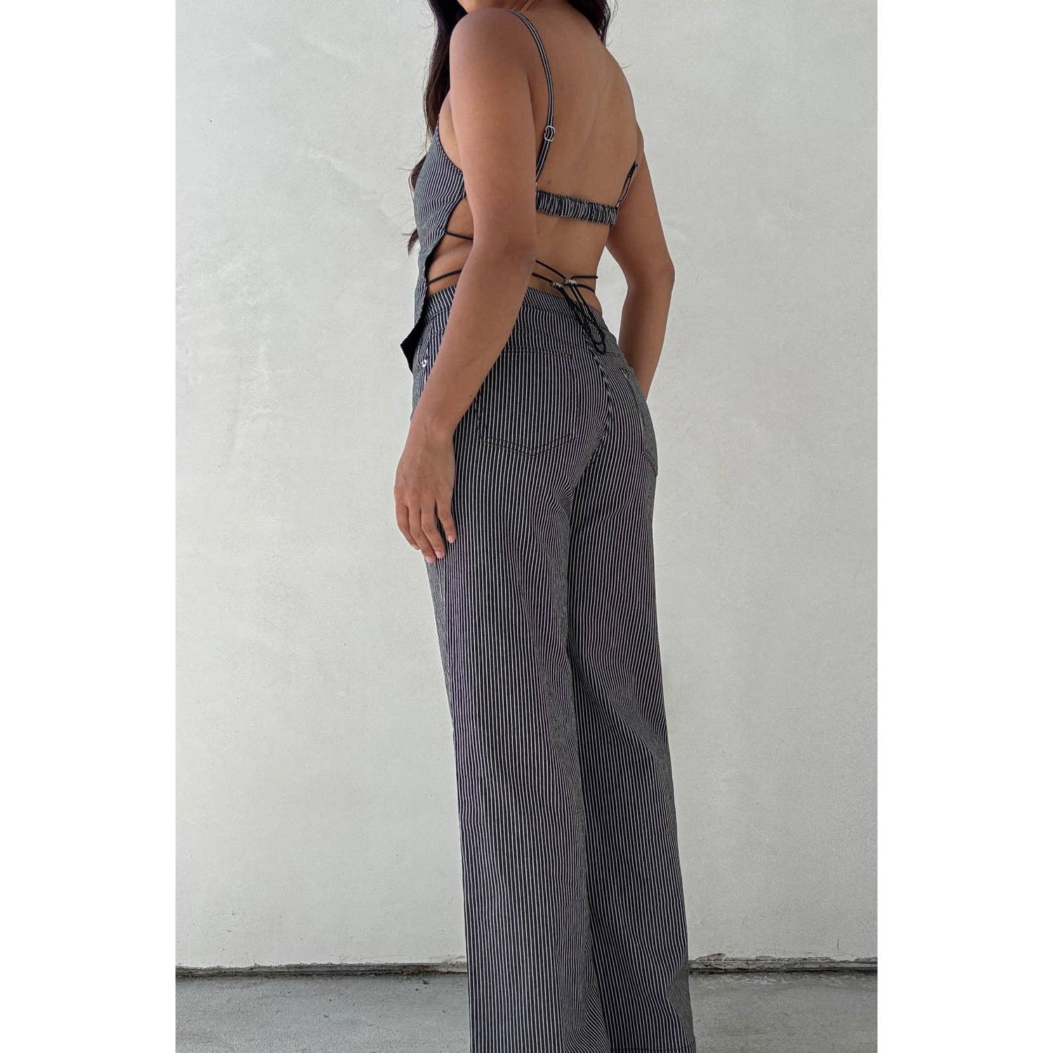 Striped Straight wide Leg Jeans - Polkadots & Moonbeams LAPolkadots & MoonbeamsC6855PWASHED BLACKSStriped Straight wide Leg Jeans