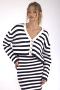 Stripped Boxy Cardigan - Polkadots & Moonbeams LAPolkadots & Moonbeamswhite/navySStripped Boxy Cardigan