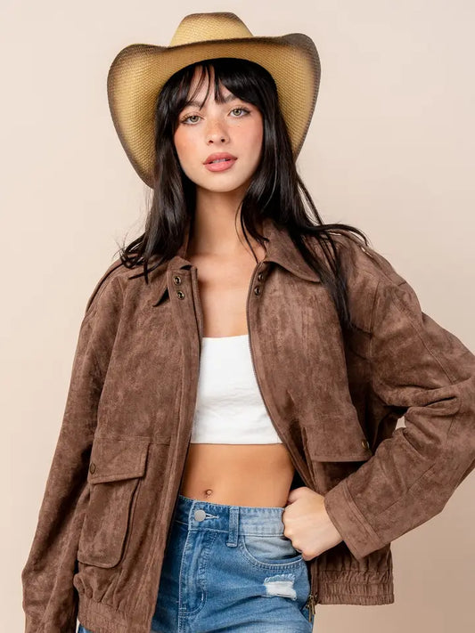 Suede Pocket Bomber