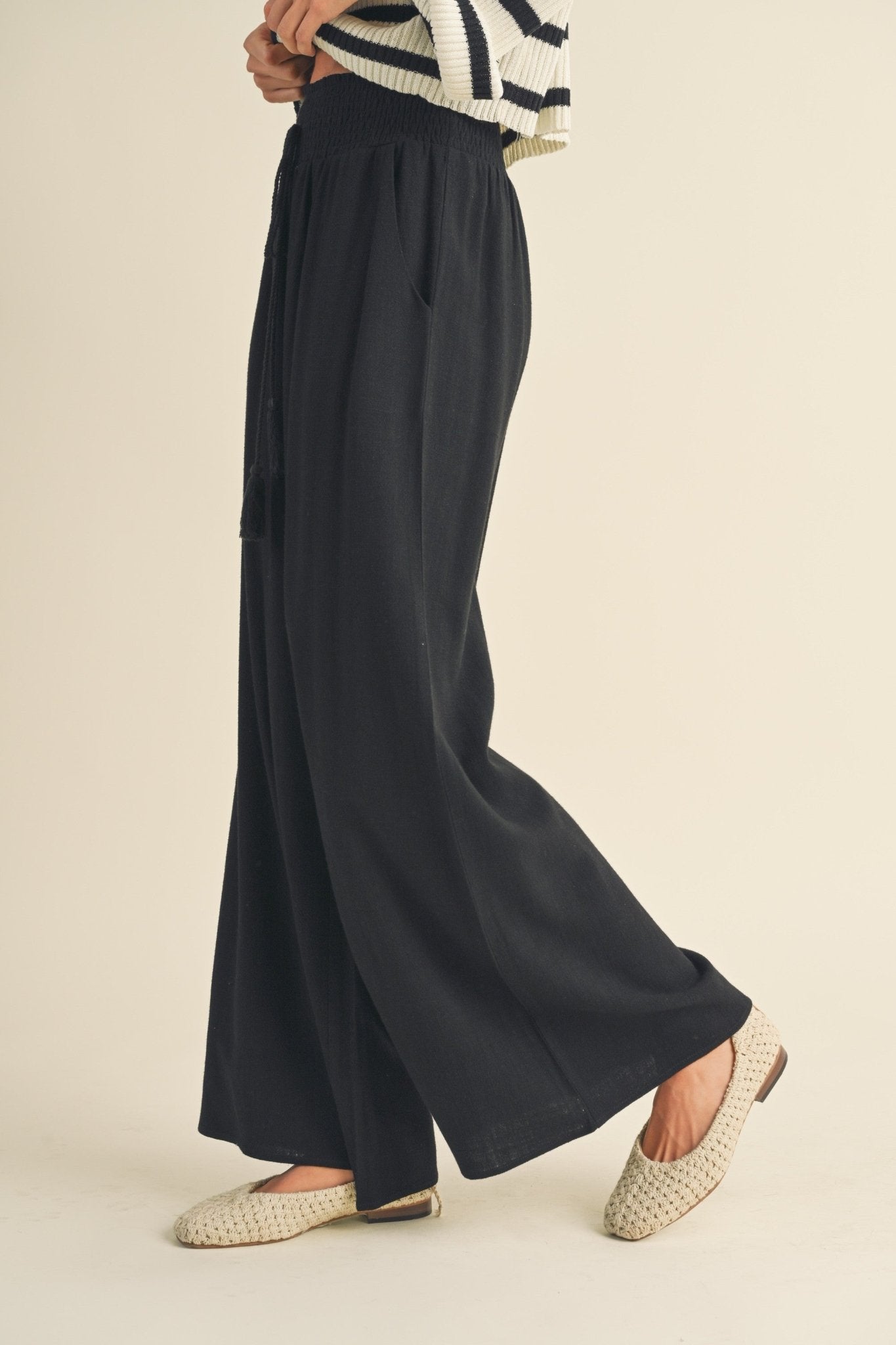 Tassel Linen Pants - Polkadots & Moonbeams LAPolkadots & MoonbeamsBLACKSTassel Linen Pants