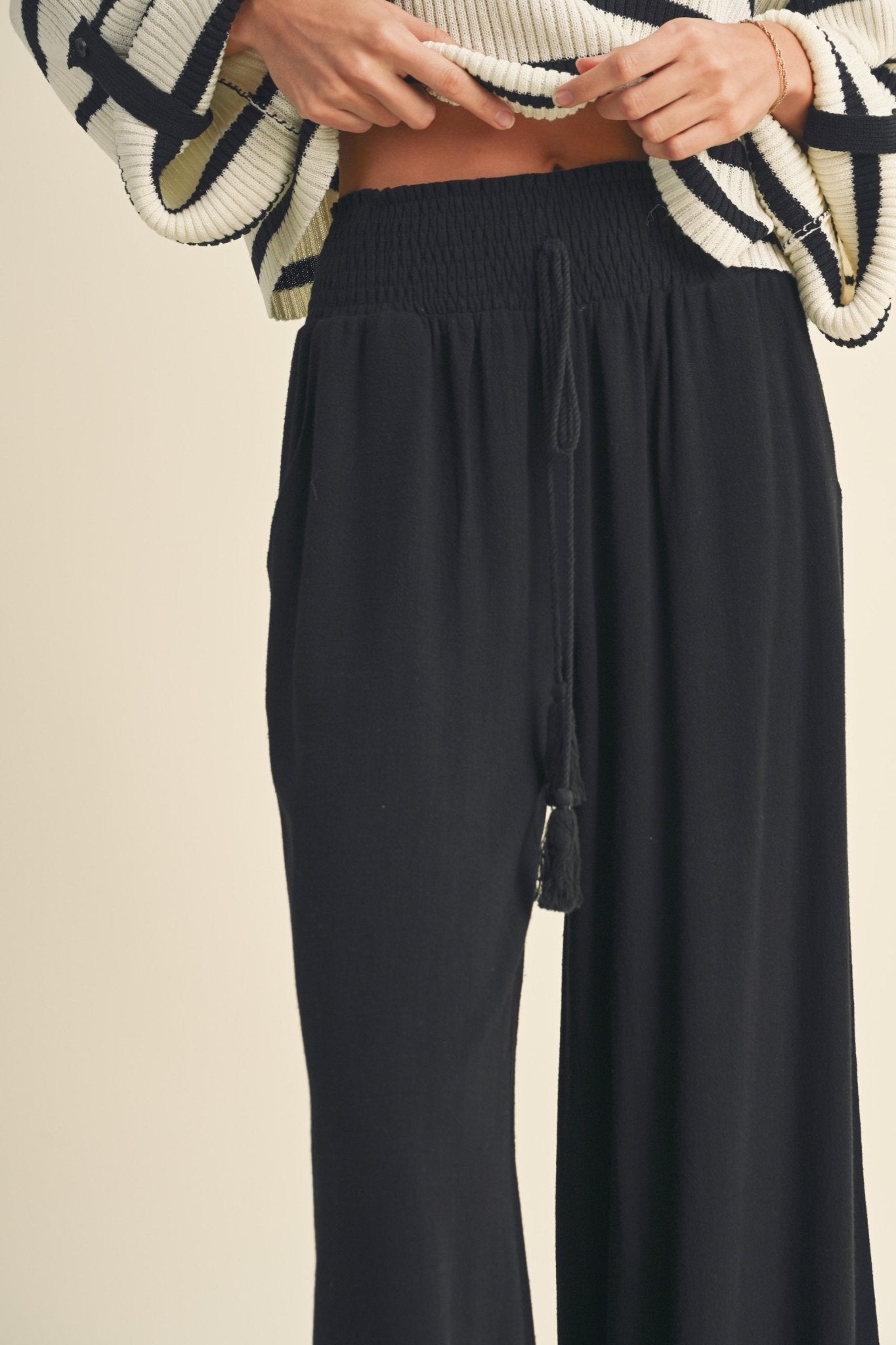 Tassel Linen Pants - Polkadots & Moonbeams LAPolkadots & MoonbeamsBLACKSTassel Linen Pants