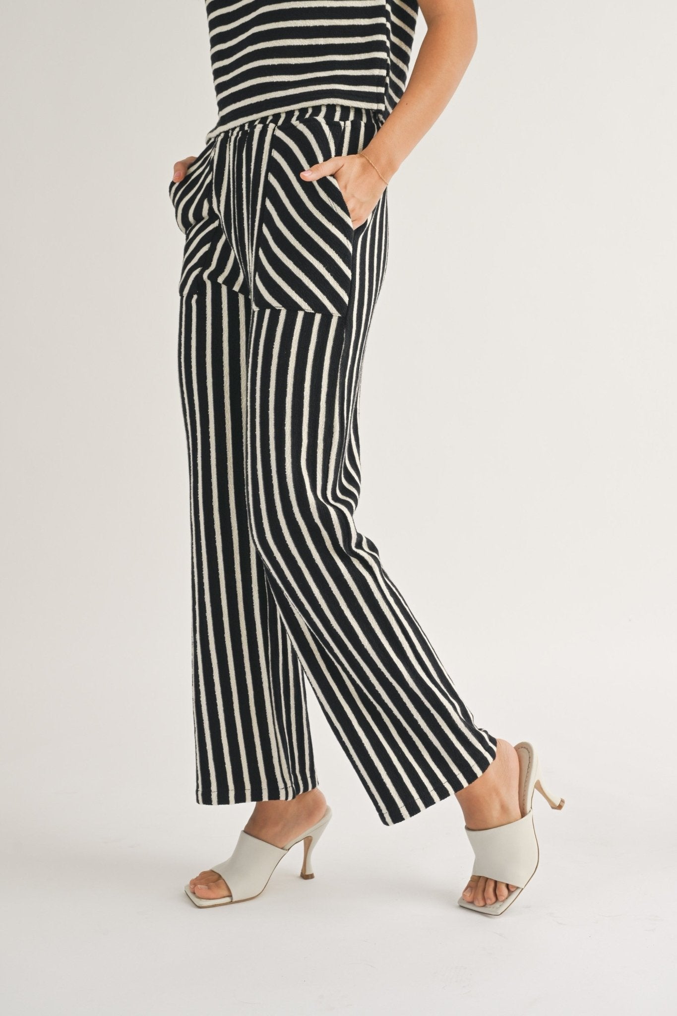 Terry Cropped Stripe Pants - Polkadots & Moonbeams LAPolkadots & MoonbeamsBLACK/WHITESTerry Cropped Stripe Pants