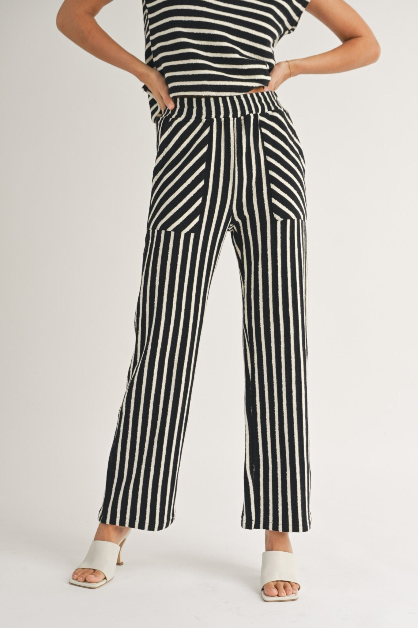 Terry Cropped Stripe Pants - Polkadots & Moonbeams LAPolkadots & MoonbeamsBLACK/WHITESTerry Cropped Stripe Pants