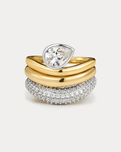 The Marais Wave Ring Set - Gold - Polkadots & Moonbeams LALuv AJSP26-R-MWRS-G-77SilverThe Marais Wave Ring Set - Gold