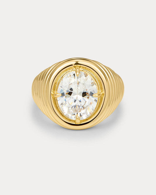 The Reve Ridged Signet Ring - Gold - Polkadots & Moonbeams LALuv AJSP26-R-RRSR-G-55SilverThe Reve Ridged Signet Ring - Gold