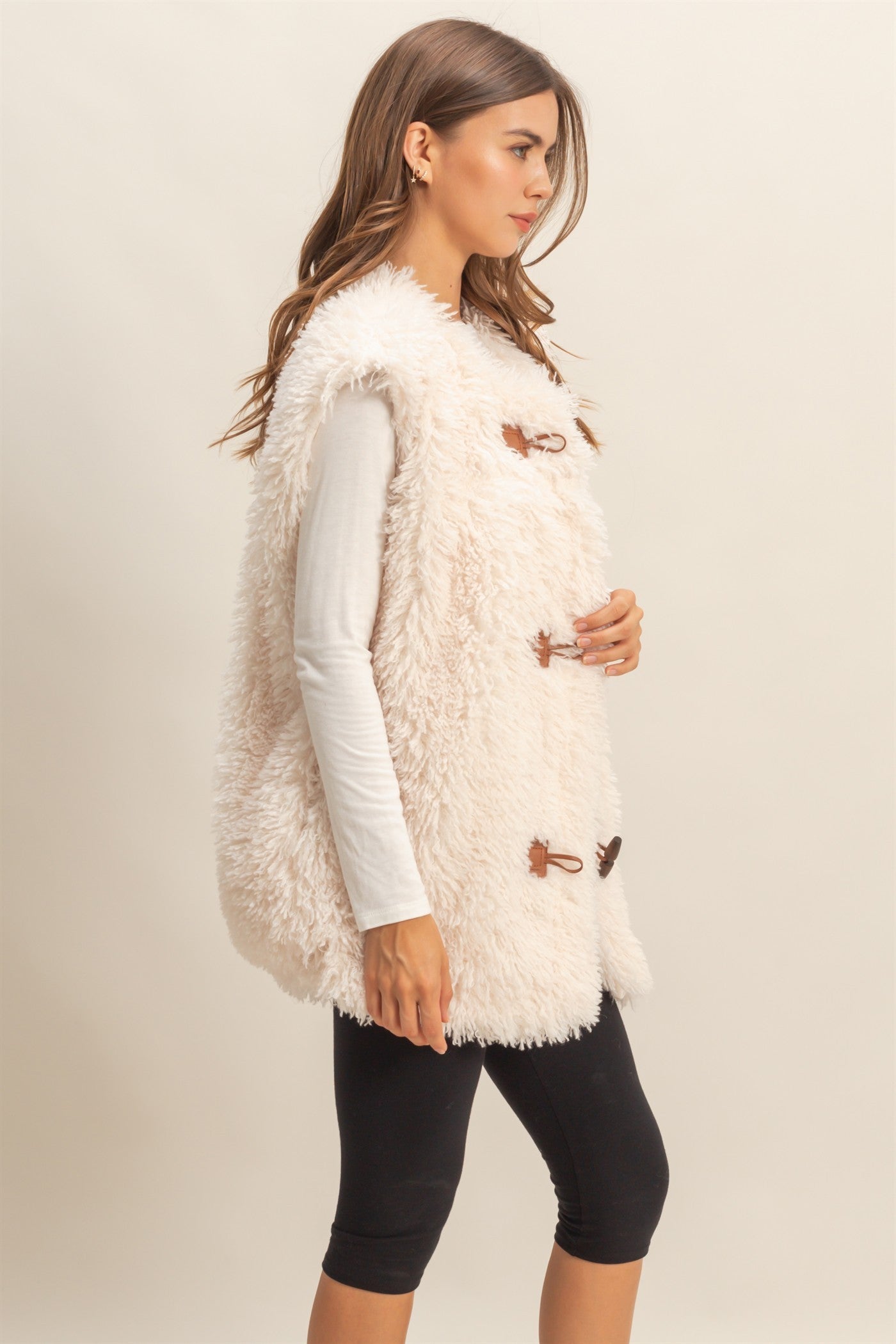 Toggle Faux Fur Vest