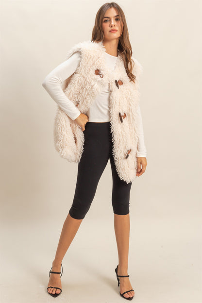 Toggle Faux Fur Vest