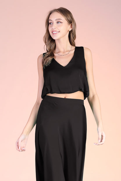 Washed Silky Crop Top