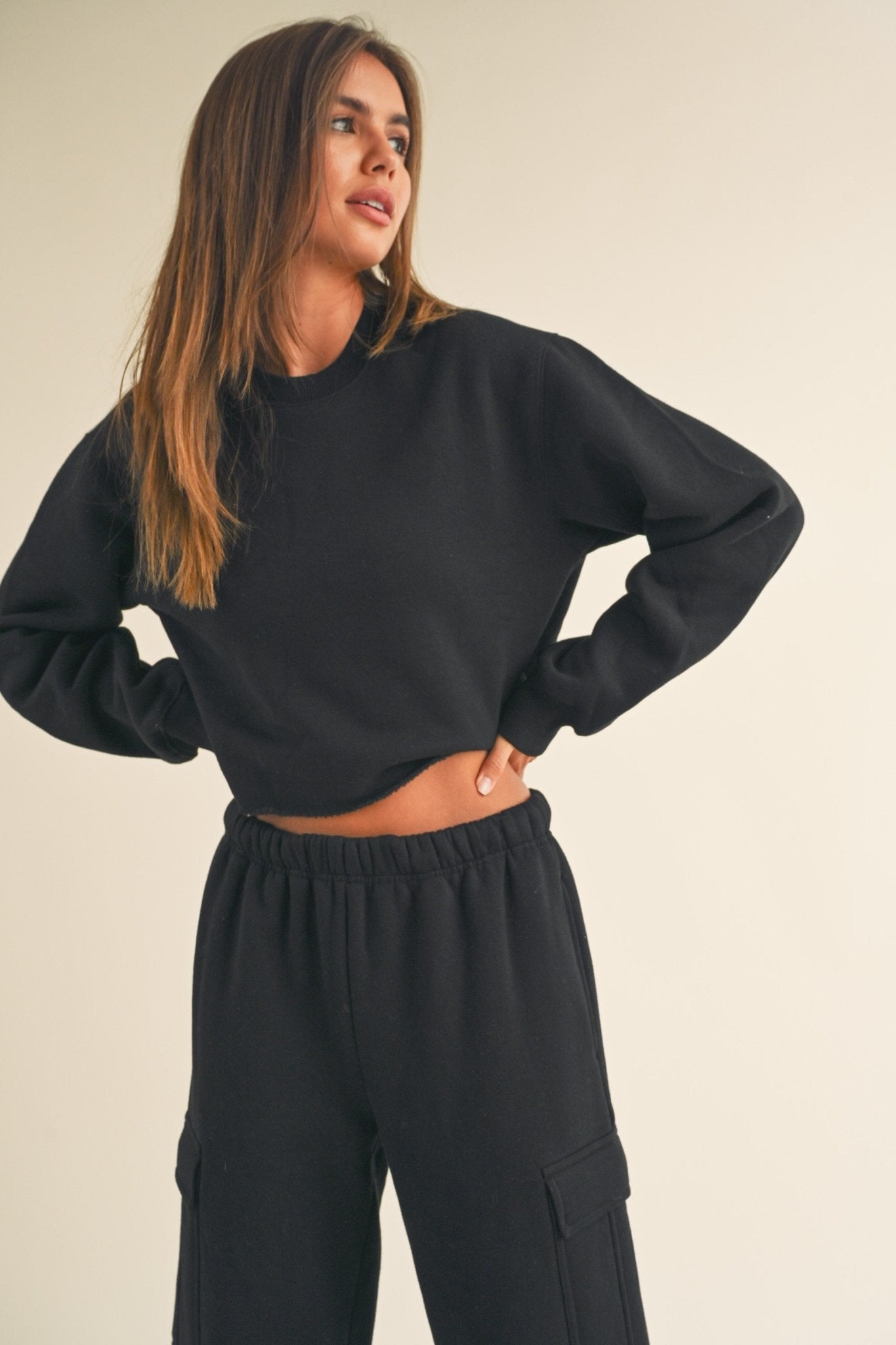 Utility Cropped Fleece Sweatshirt - Polkadots & Moonbeams LAPolkadots & MoonbeamsSBLACKUtility Cropped Fleece Sweatshirt