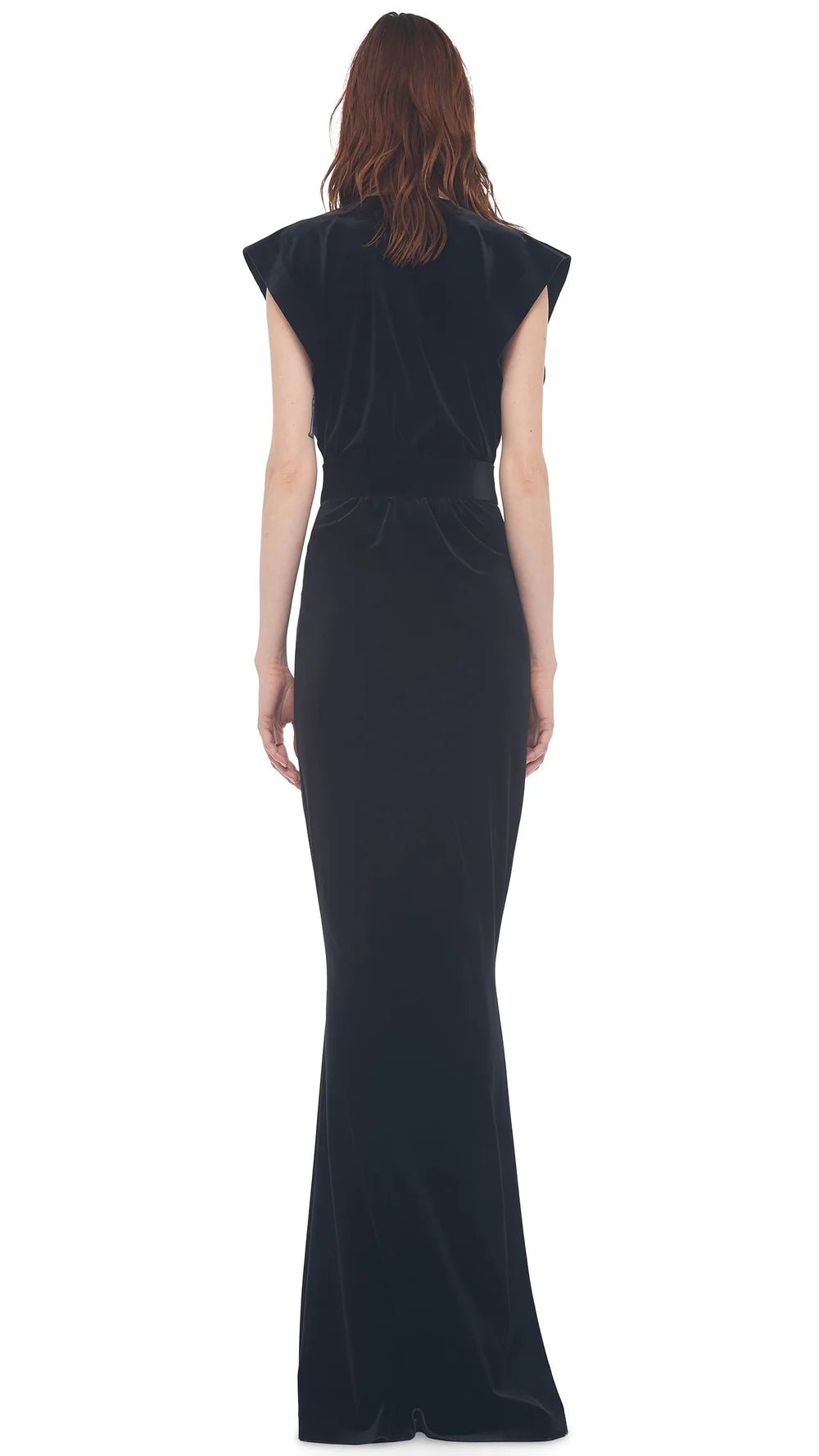 V Rectangle Velvet Maxi Dress - Polkadots & Moonbeams LANorma KamaliBlackXSV Rectangle Velvet Maxi Dress