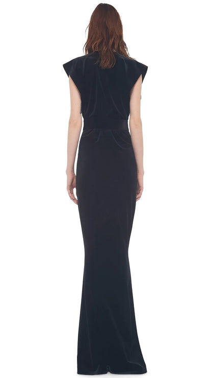 V Rectangle Velvet Maxi Dress - Polkadots & Moonbeams LANorma KamaliBlackXSV Rectangle Velvet Maxi Dress