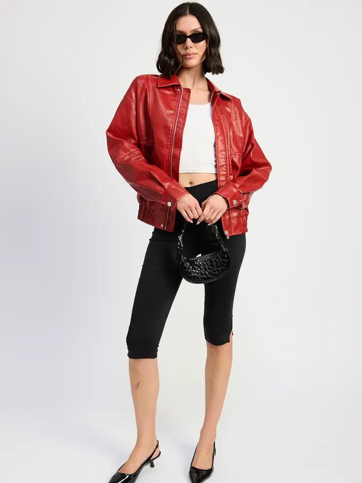 Vegan Bomber - Polkadots & Moonbeams LAPolkadots & MoonbeamsRedSVegan Bomber