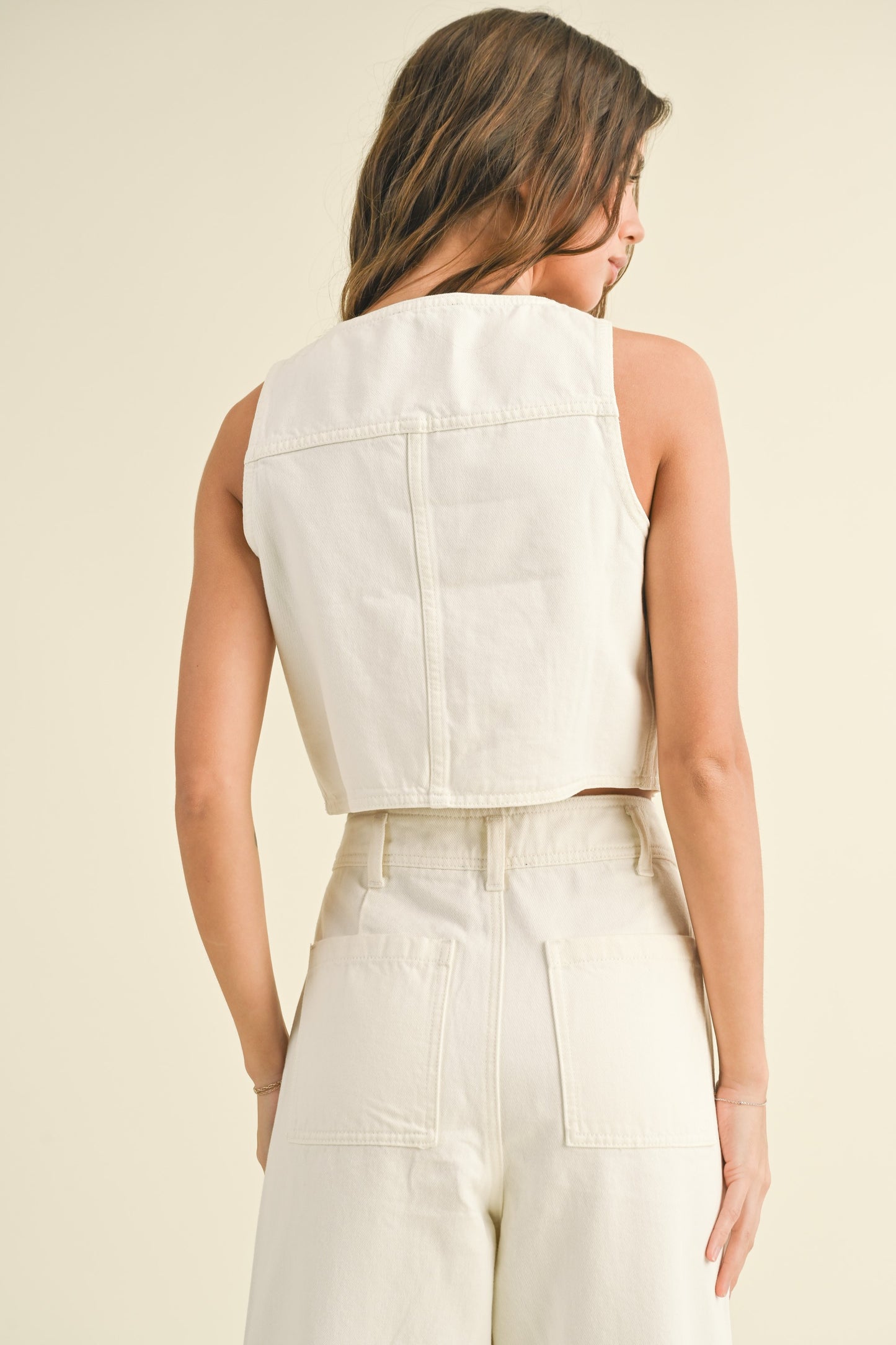 Washed Denim Crop Vest