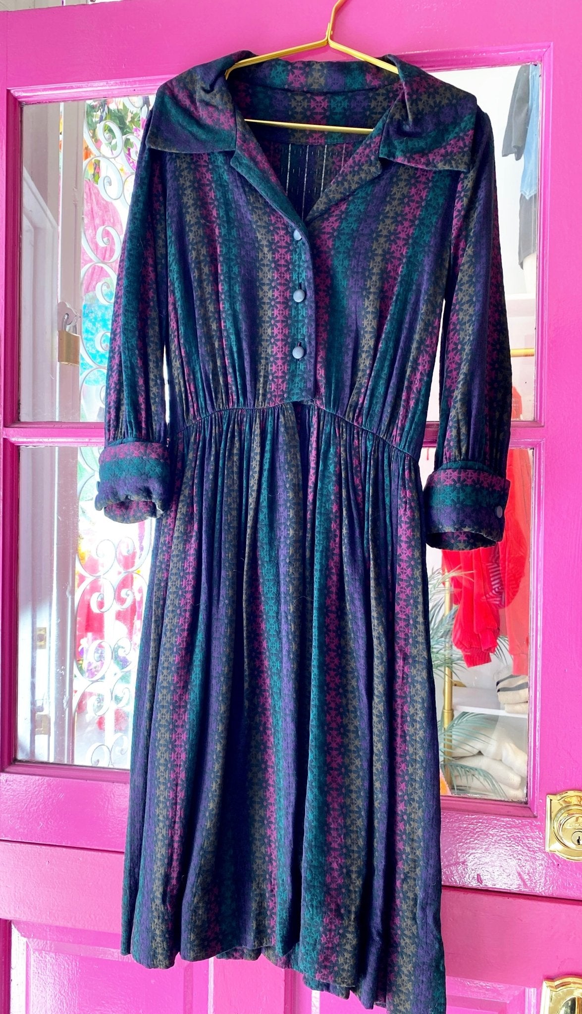 Vintage Dark Stripe Swing Dress - Polkadots & Moonbeams LAVintageVintage Dark Stripe Swing Dress