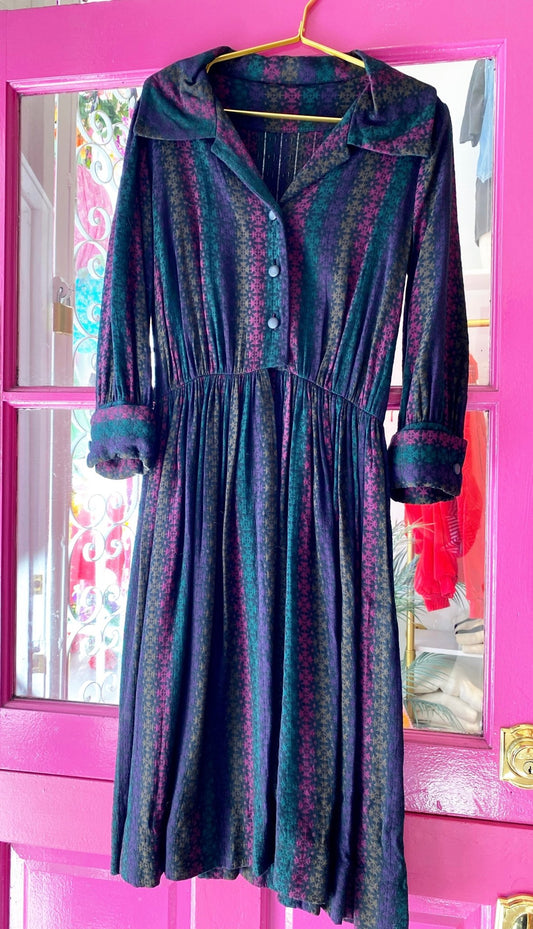 Vintage Dark Stripe Swing Dress - Polkadots & Moonbeams LAVintageVintage Dark Stripe Swing Dress