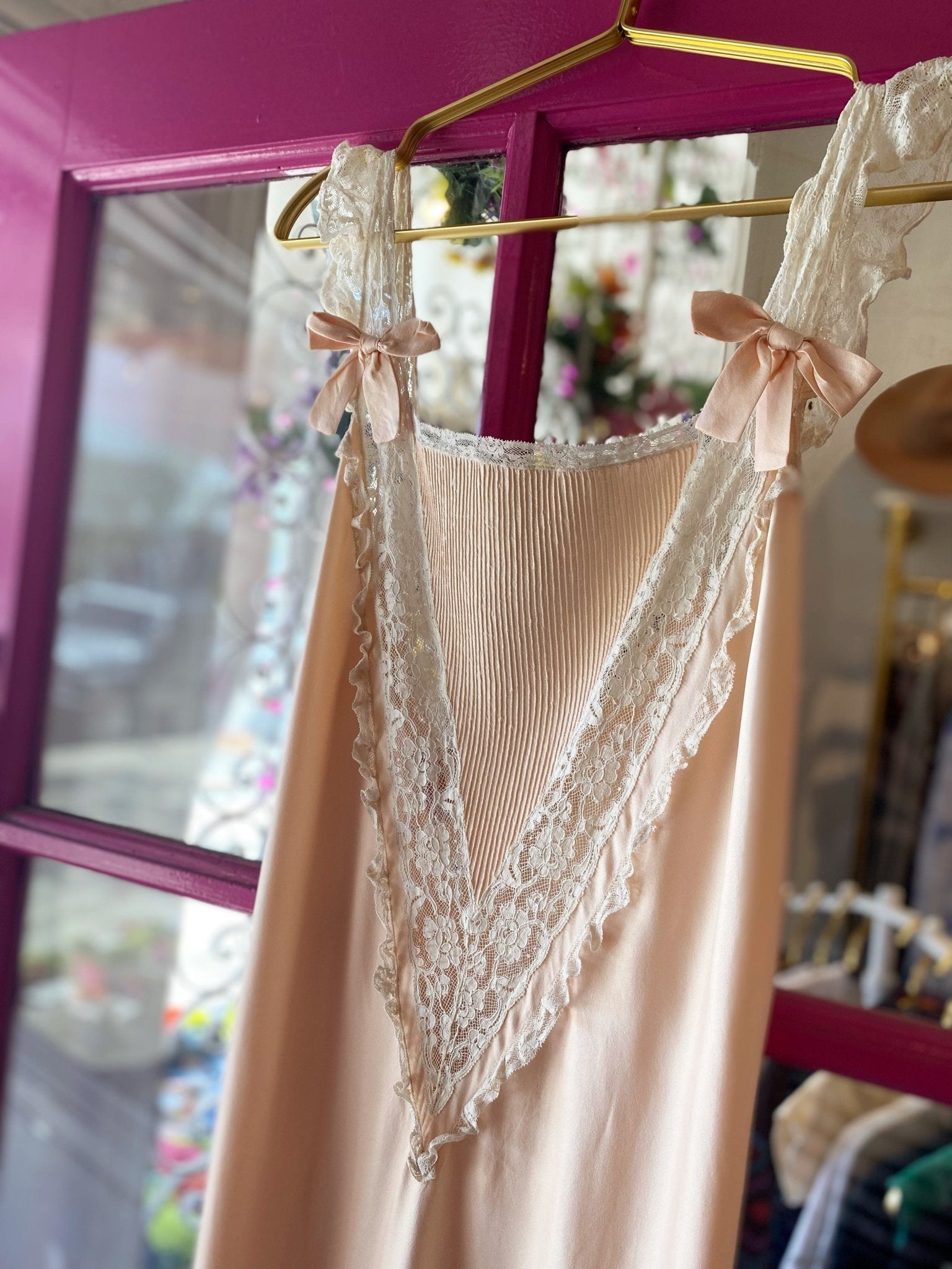 Vintage Pink Silk Slip Dress - Polkadots & Moonbeams LACaitlin NicoleVintage Pink Silk Slip Dress