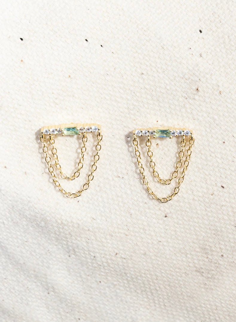 Waterfall Chain Swag Earrings - Polkadots & Moonbeams LANative GemClearWaterfall Chain Swag Earrings
