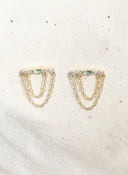 Waterfall Chain Swag Earrings - Polkadots & Moonbeams LANative GemClearWaterfall Chain Swag Earrings