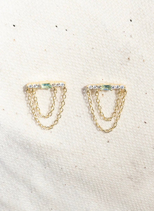 Waterfall Chain Swag Earrings - Polkadots & Moonbeams LANative GemClearWaterfall Chain Swag Earrings