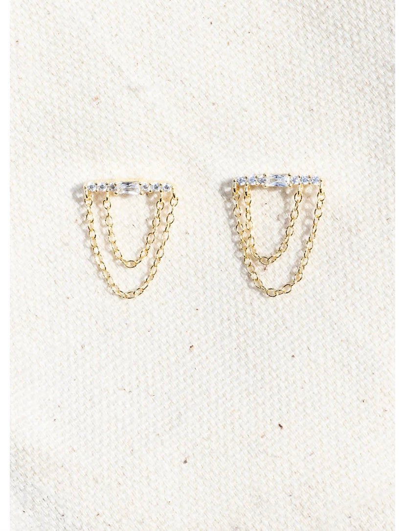 Waterfall Chain Swag Earrings - Polkadots & Moonbeams LANative GemClearWaterfall Chain Swag Earrings