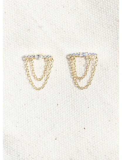 Waterfall Chain Swag Earrings - Polkadots & Moonbeams LANative GemClearWaterfall Chain Swag Earrings