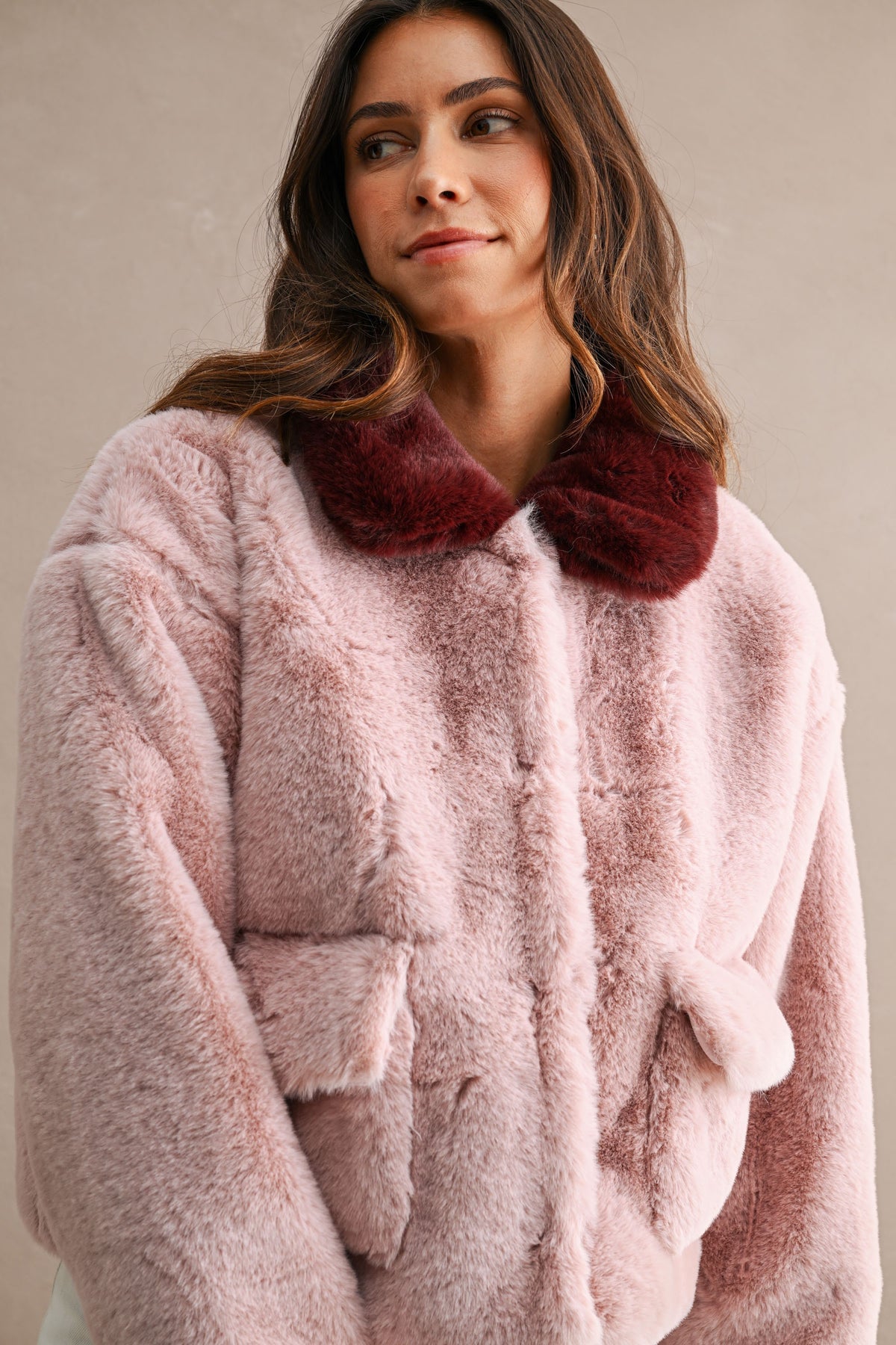 Wendy Pink Faux Fur Jacket