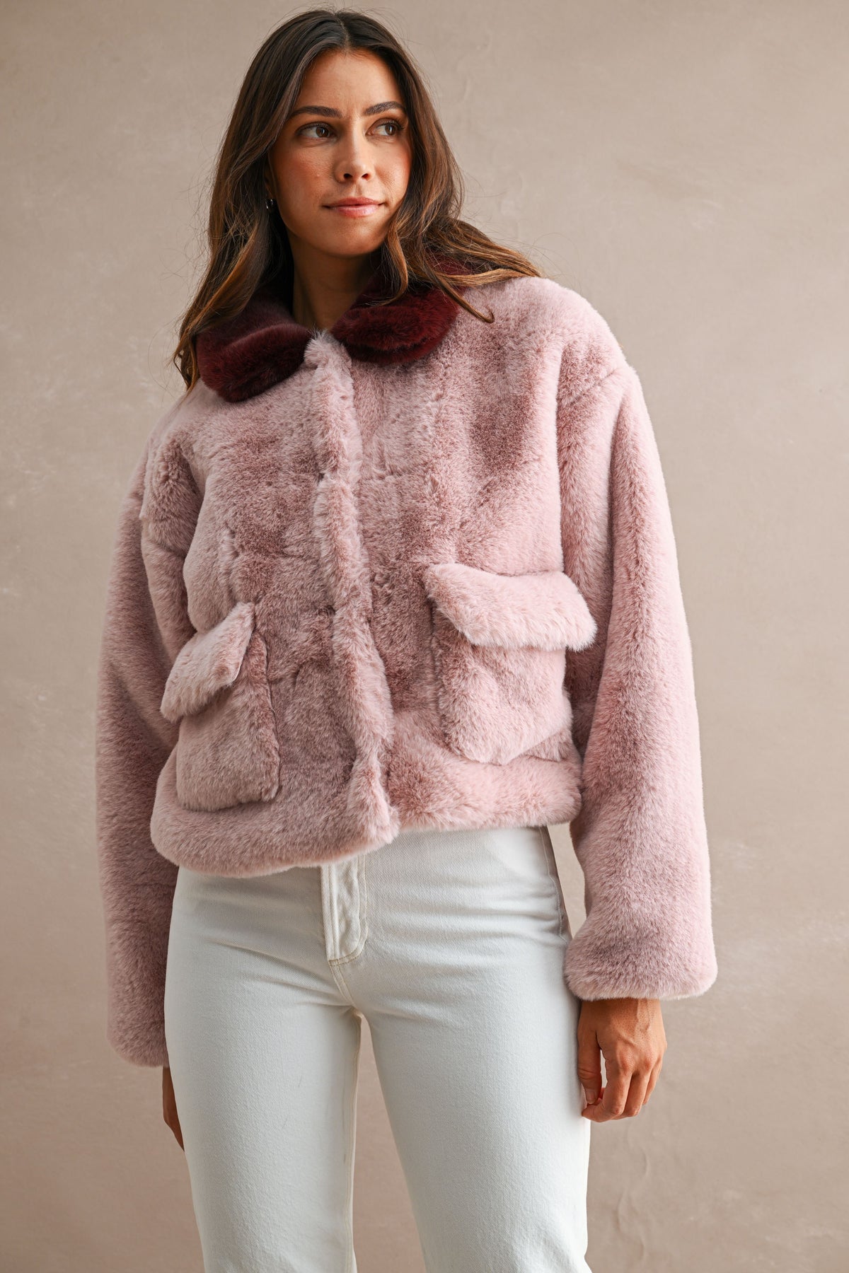 Wendy Pink Faux Fur Jacket