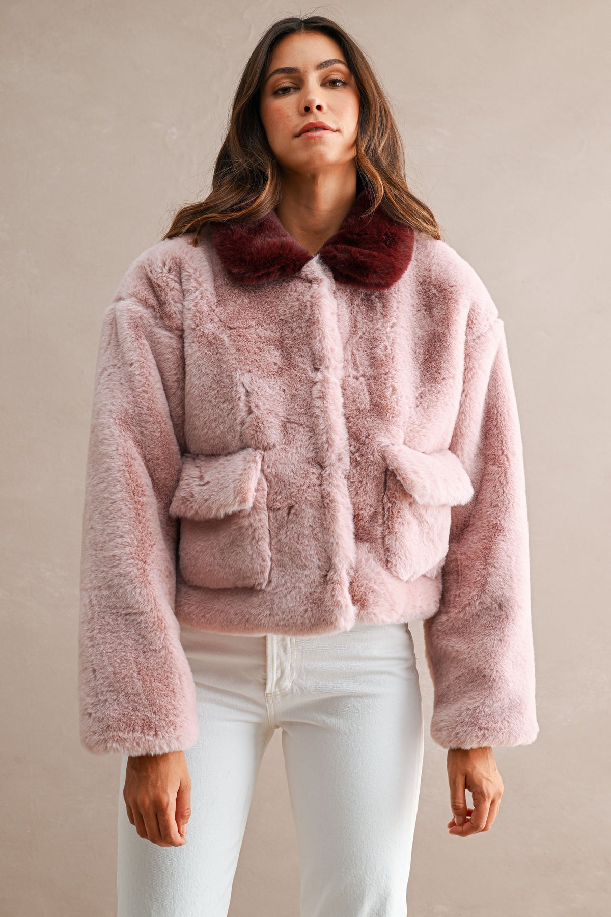 Wendy Pink Faux Fur Jacket