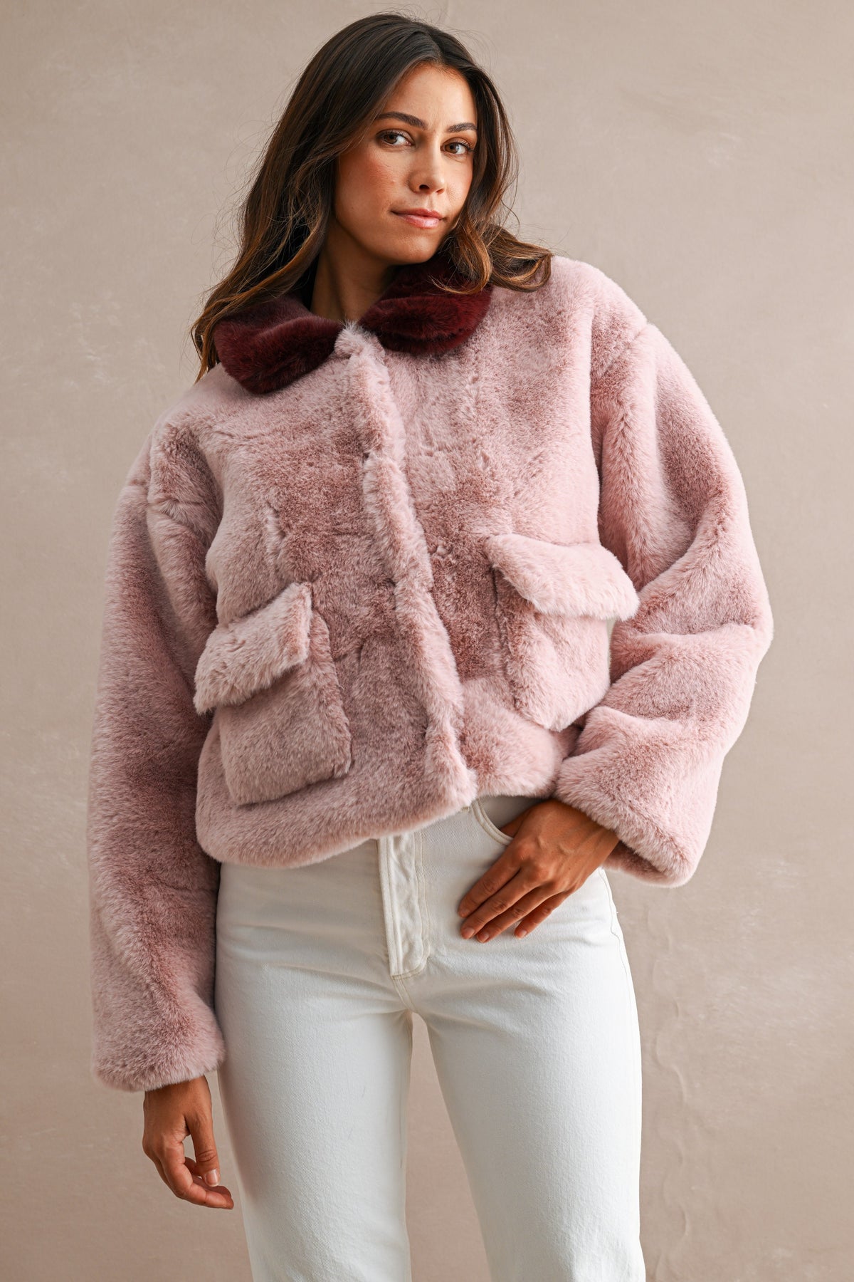 Wendy Pink Faux Fur Jacket