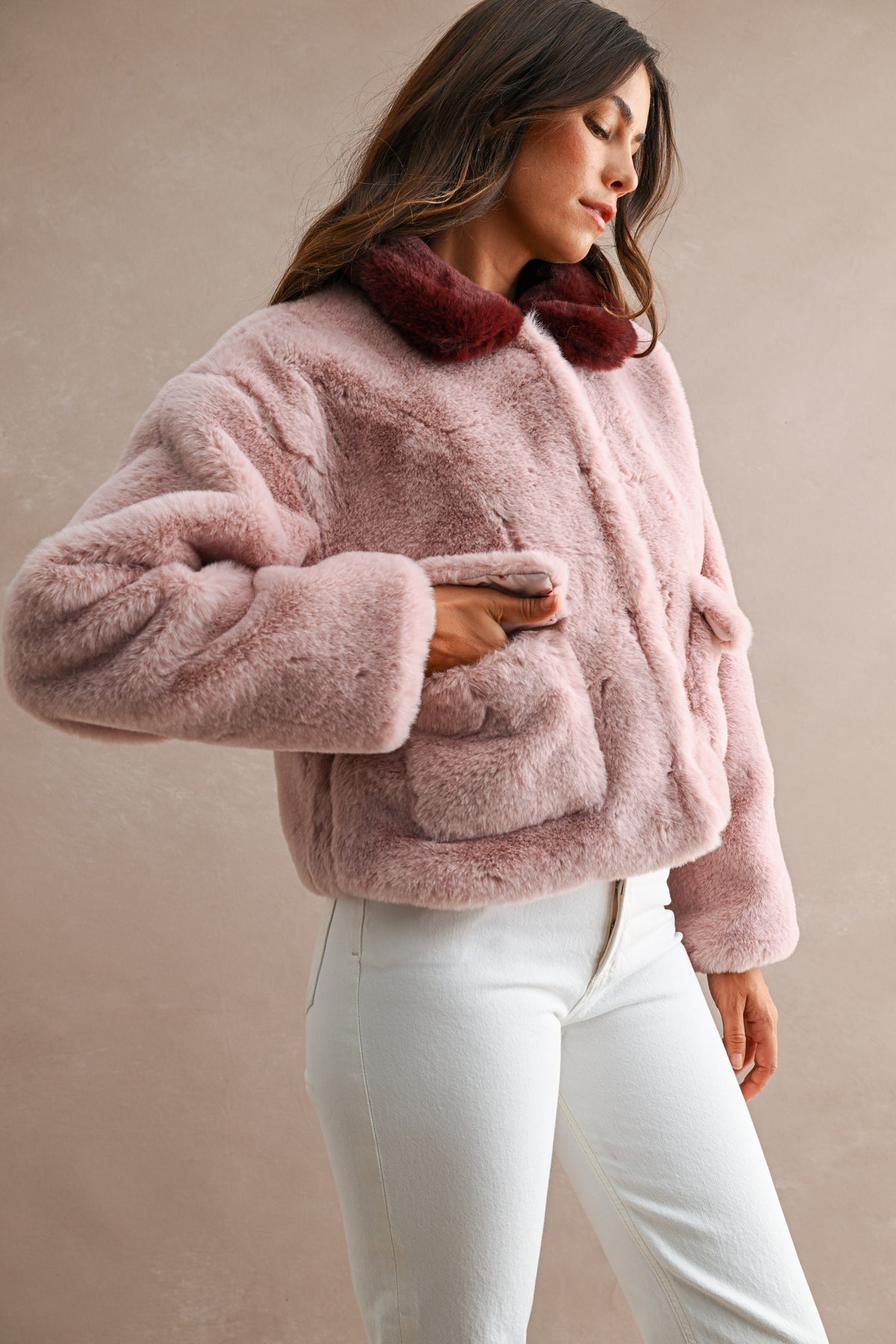 Wendy Pink Faux Fur Jacket