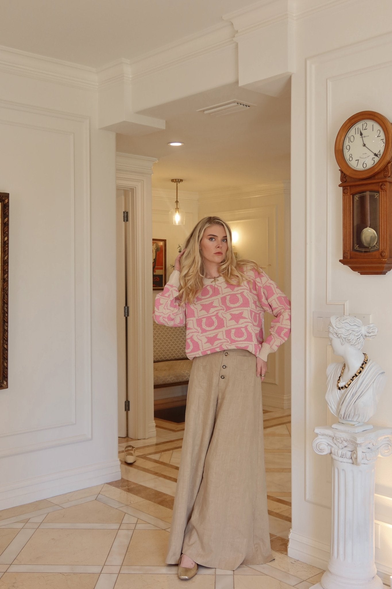 Western Knit Monogram Knit Sweater - Polkadots & Moonbeams LABailey RosePinkSWestern Knit Monogram Knit Sweater
