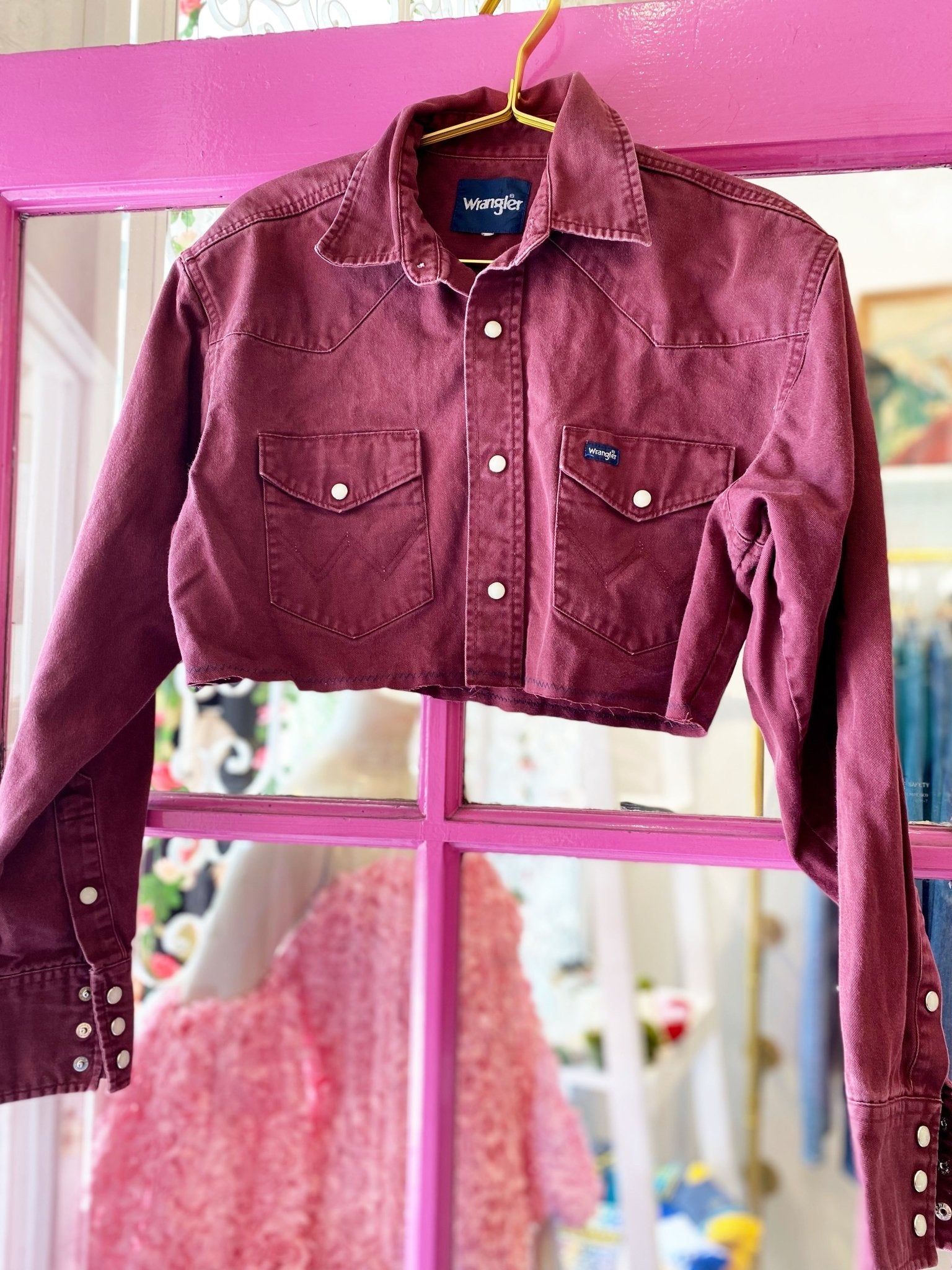 Western Redone Cropped Shackets - Polkadots & Moonbeams LAVintageburgundyWestern Redone Cropped Shackets