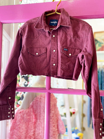 Western Redone Cropped Shackets - Polkadots & Moonbeams LAVintageburgundyWestern Redone Cropped Shackets