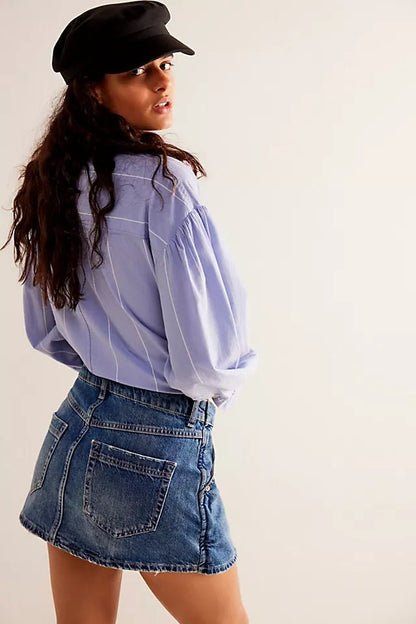 Wynne Denim Skirt - Polkadots & Moonbeams LAFree PeopleBlue24Wynne Denim Skirt
