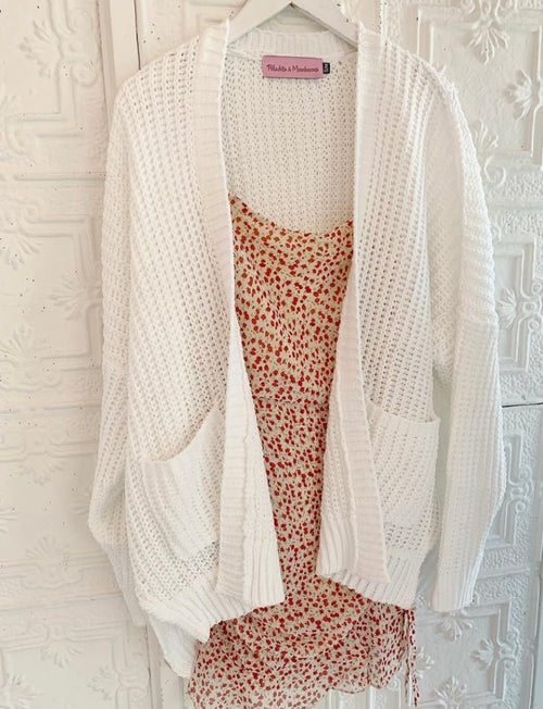 Cutting Class Cardigan - Polkadots & Moonbeams LAPolkadots & MoonbeamsS/MWhiteCutting Class Cardigan