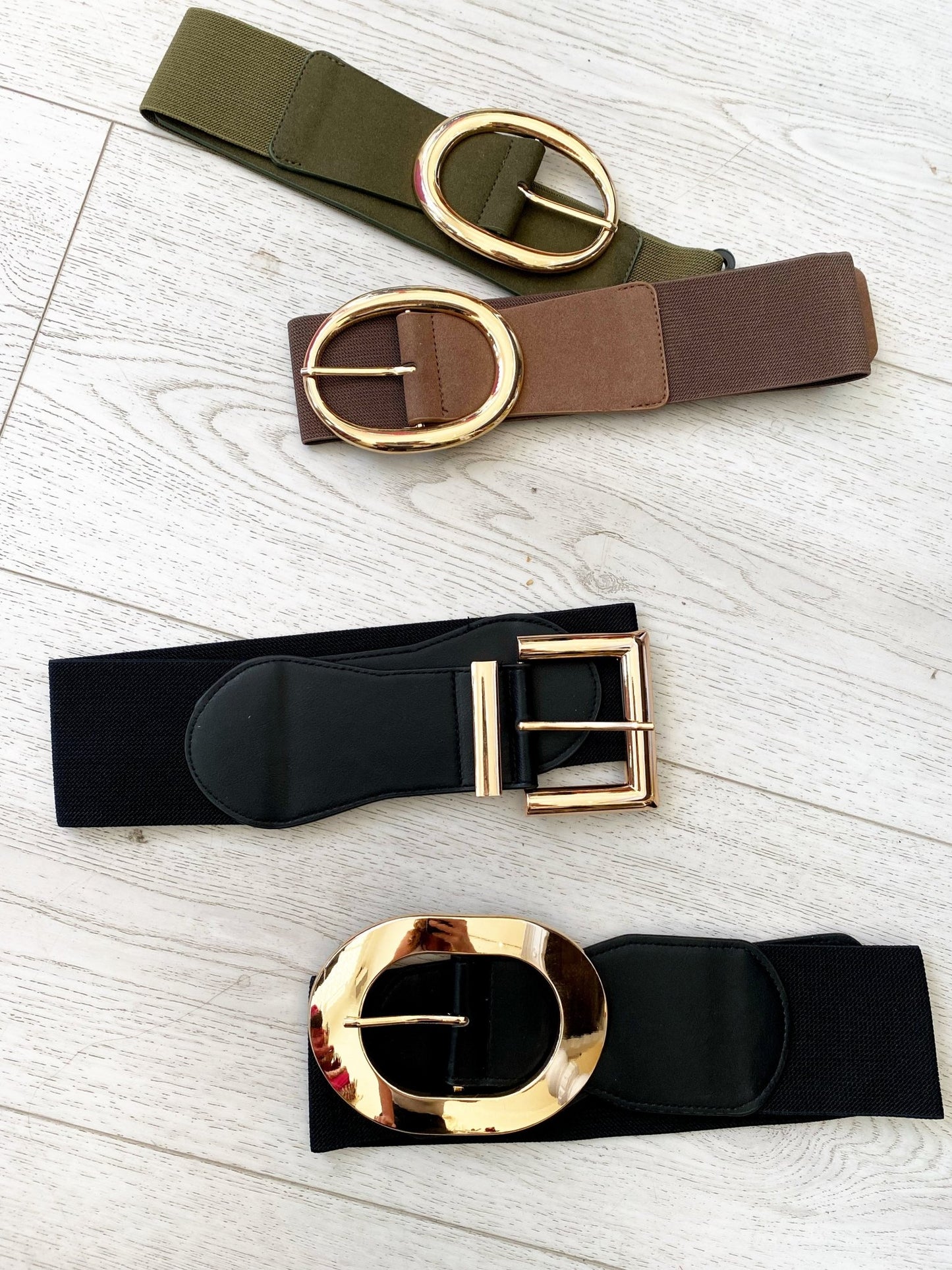 Gold Hardware Stretch Belts - Polkadots & Moonbeams LAPolkadots & MoonbeamsOSBlack SquareGold Hardware Stretch Belts