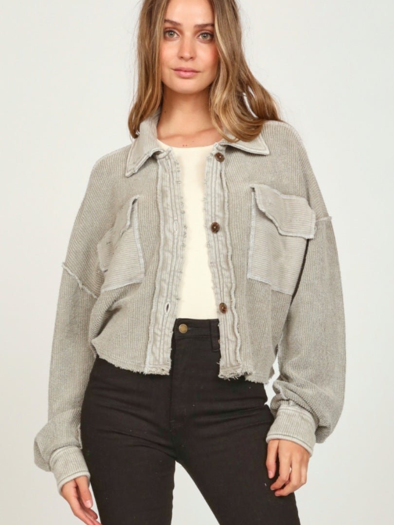 Heavy Washed Moss Shacket - Polkadots & Moonbeams LAVintage HavanaSmallBlackHeavy Washed Moss Shacket