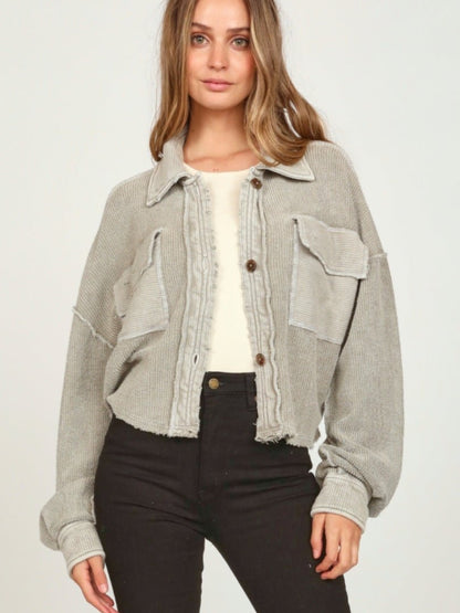 Heavy Washed Moss Shacket - Polkadots & Moonbeams LAVintage HavanaSmallBlackHeavy Washed Moss Shacket