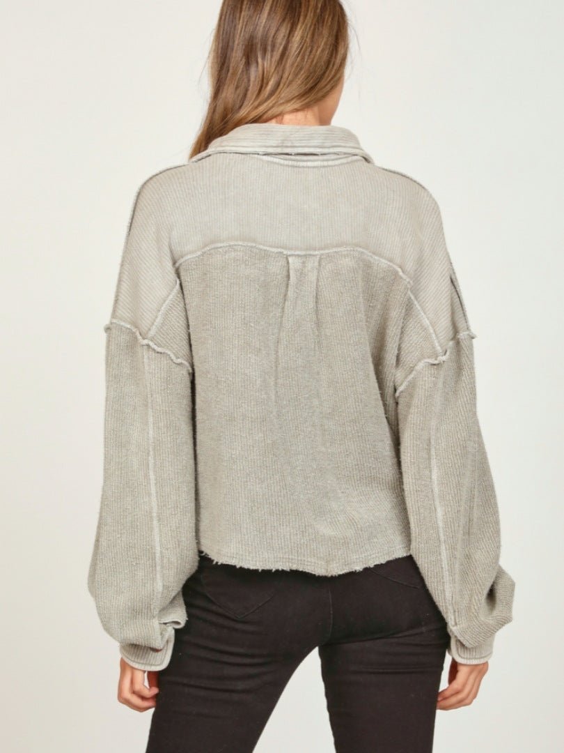 Heavy Washed Moss Shacket - Polkadots & Moonbeams LAVintage HavanaSmallBlackHeavy Washed Moss Shacket