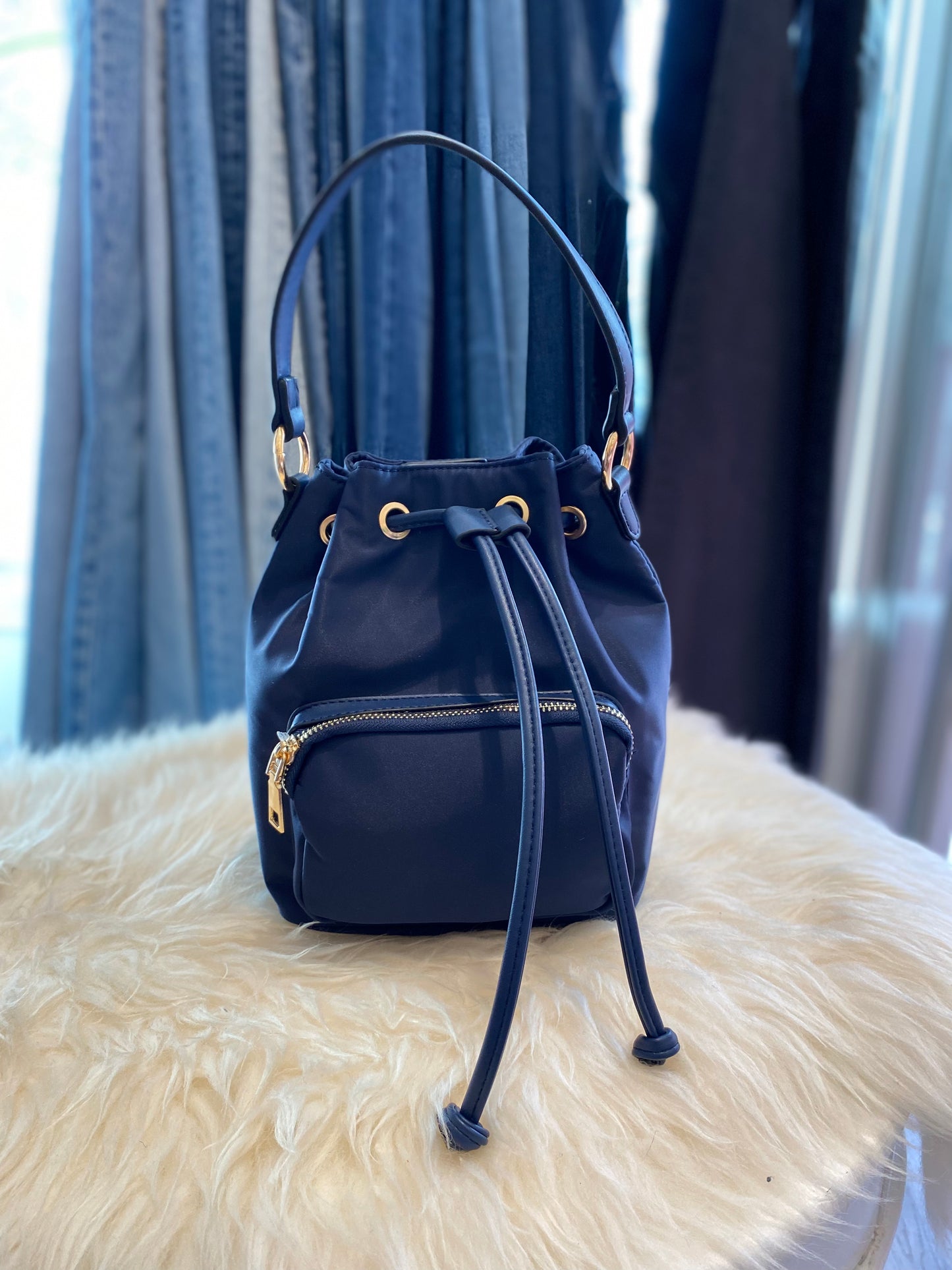 Blue Nylon Mini Bag