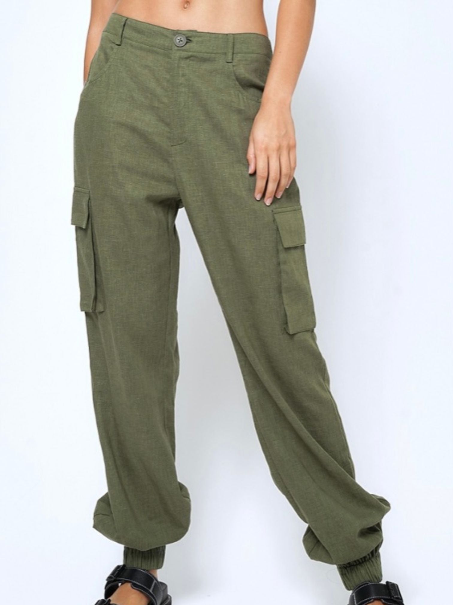 Linen Cargo Pants - Polkadots & Moonbeams LABeige BotanySmallGreenLinen Cargo Pants