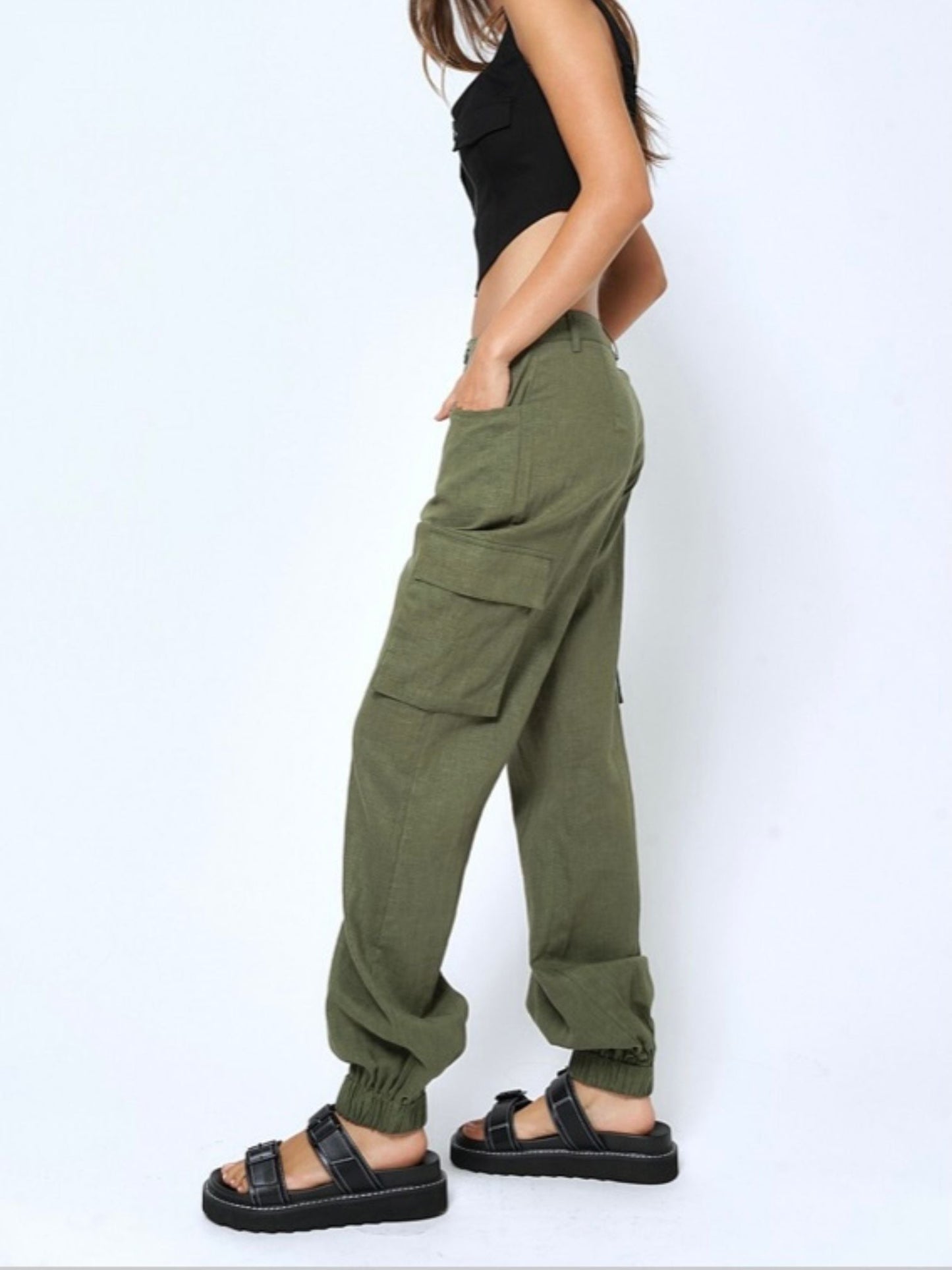 Linen Cargo Pants - Polkadots & Moonbeams LABeige BotanySmallGreenLinen Cargo Pants